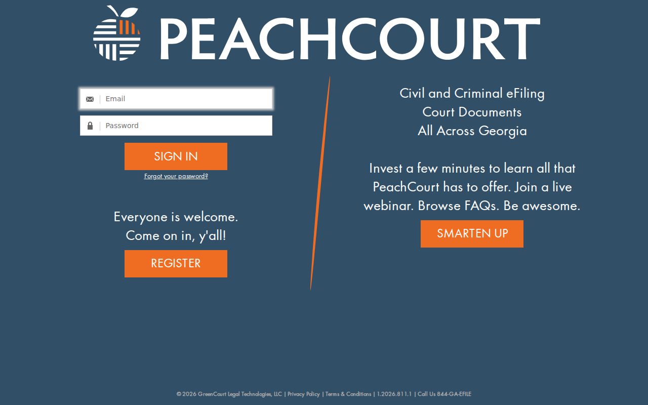 Brooks County case search PeachCourt account interface