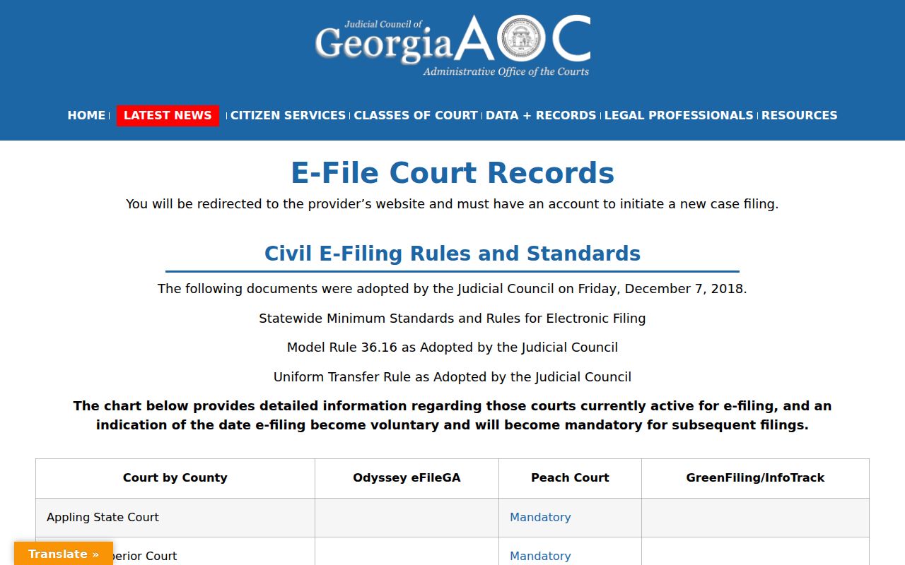 Brooks County court records e-filing provider matrix