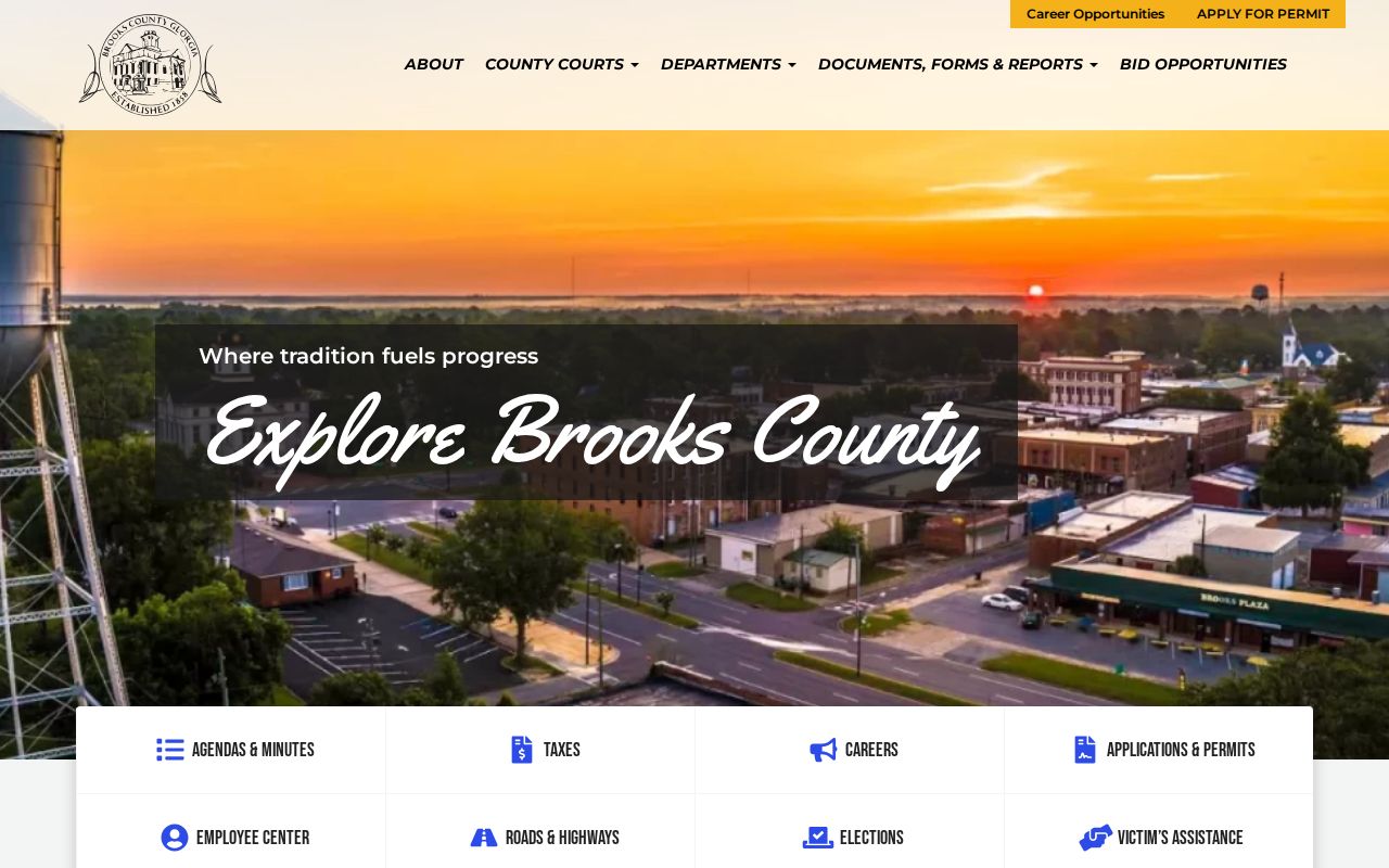 Brooks County government homepage used to reach official court information